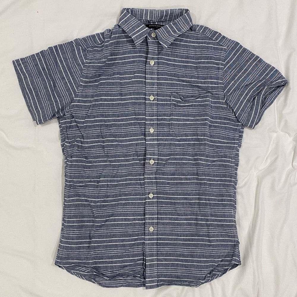 Banana Republic Striped Short Sleeve Button Up - Picture 1 of 3